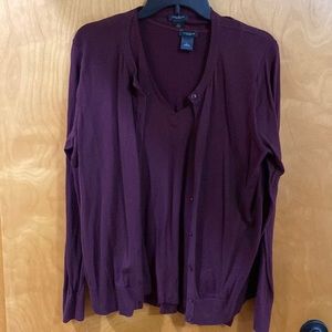 Ann Taylor Factory Sleeveless Shell and Cardigan L and XL EUC